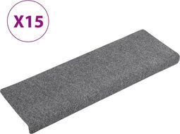 vidaXL - Trapmatten - 15 - st - 65x21x4 - cm - naaldvilt - lichtgrijs