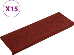 vidaXL - Trapmatten - 15 - st - 65x21x4 - cm - naaldvilt - rood