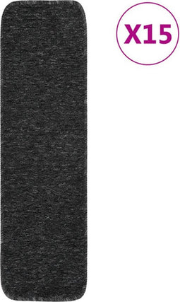 vidaXL - Trapmatten - 15 - st - anti-slip - rechthoekig - 75x20 - cm - antracietkleur