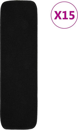 vidaXL - Trapmatten - 15 - st - anti-slip - rechthoekig - 75x20 - cm - zwart