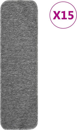 vidaXL - Trapmatten - 15 - st - anti-slip - rechthoekig - 75x20 - cm - grijs