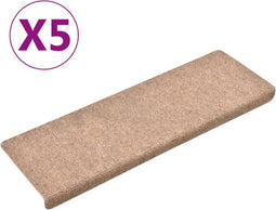 vidaXL - Trapmatten - 5 - st - 65x21x4 - cm - naaldvilt - bruin