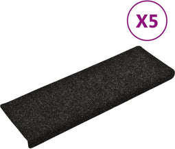vidaXL - Trapmatten - 5 - st - 65x21x4 - cm - naaldvilt - zwart