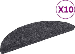 vidaXL - Trapmatten - zelfklevend - 10 - st - 56x17x3 - cm - naaldvilt - donkergrijs