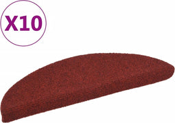 vidaXL - Trapmatten - zelfklevend - 10 - st - 56x17x3 - cm - naaldvilt - rood