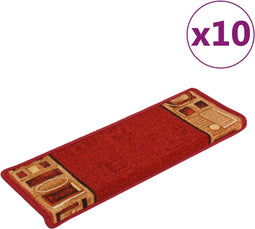 vidaXL - Trapmatten - zelfklevend - 10 - st - 65x21x4 - cm - rood