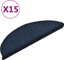 vidaXL - Trapmatten - zelfklevend - 15 - st - 56x17x3 - cm - naaldvilt - marineblauw