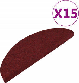 vidaXL - Trapmatten - zelfklevend - 15 - st - 65x22,5x3,5 - cm - rood