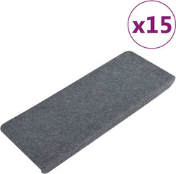 vidaXL - Trapmatten - zelfklevend - 15 - st - 65x24,5x3,5 - cm - grijs