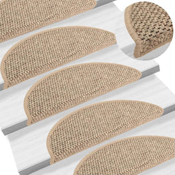 vidaXL - Trapmatten - zelfklevend - 15 - st - sisal-look - 56x17x3 - cm - donkerbeige