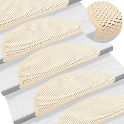 vidaXL - Trapmatten - zelfklevend - 15 - st - sisal-look - 56x17x3 - cm - crèmekleurig