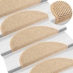 vidaXL - Trapmatten - zelfklevend - 15 - st - sisal-look - 56x17x3 - cm - lichtbeige