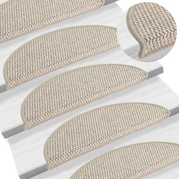 vidaXL - Trapmatten - zelfklevend - 15 - st - sisal-look - 56x17x3cm - zilverkleurig