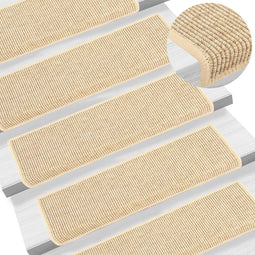vidaXL - Trapmatten - zelfklevend - 15 - st - sisal-look - 65x21x4 - cm - lichtbeige