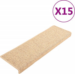 vidaXL - Trapmatten - zelfklevend - 15 - st - sisal-look - 65x21x4 - cm - lichtbeige