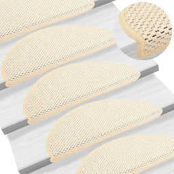vidaXL - Trapmatten - zelfklevend - 15 - st - sisal-look - 65x21x4 - cm - crèmekleurig