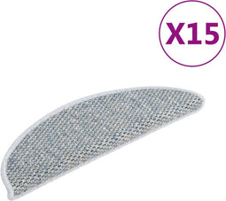 vidaXL - Trapmatten - zelfklevend - 15 - st - sisal-look - 65x21x4 - cm - blauw