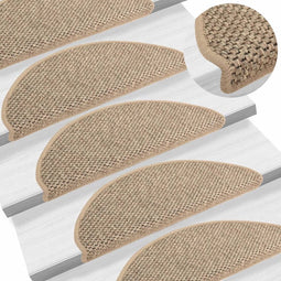 vidaXL - Trapmatten - zelfklevend - 15 - st - sisal-look - 65x21x4 - cm - donkerbeige