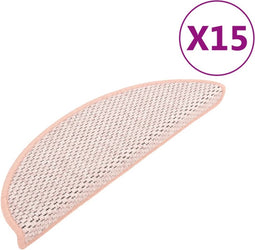 vidaXL - Trapmatten - zelfklevend - 15 - st - sisal-look - 65x21x4 - cm - rood