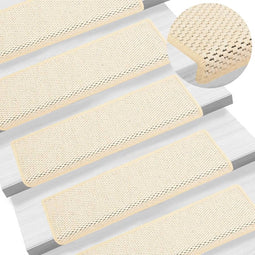 vidaXL - Trapmatten - zelfklevend - 15 - st - sisal-look - 65x21x4 - cm - crèmekleurig
