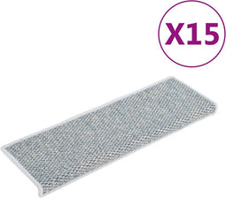 vidaXL - Trapmatten - zelfklevend - 15 - st - sisal-look - 65x21x4 - cm - blauw