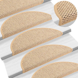 vidaXL - Trapmatten - zelfklevend - 15 - st - sisal-look - 65x21x4 - cm - lichtbeige
