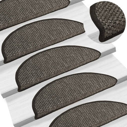 vidaXL - Trapmatten - zelfklevend - 15st - sisal-look - 56x17x3cm - antracietkleur
