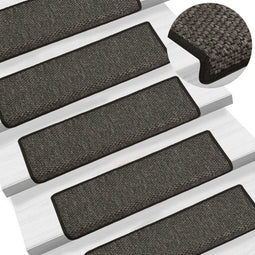 vidaXL - Trapmatten - zelfklevend - 15st - sisal-look - 65x21x4cm - antracietkleur