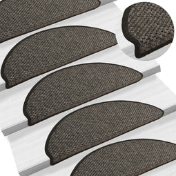 vidaXL - Trapmatten - zelfklevend - 15st - sisal-look - 65x21x4cm - antracietkleur