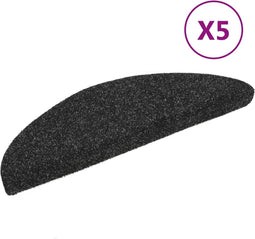 vidaXL - Trapmatten - zelfklevend - 5 - st - 56x17x3 - cm - naaldvilt - zwart
