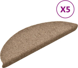 vidaXL - Trapmatten - zelfklevend - 5 - st - 56x17x3 - cm - naaldvilt - crèmekleurig