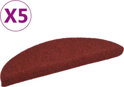 vidaXL - Trapmatten - zelfklevend - 5 - st - 56x17x3 - cm - naaldvilt - rood