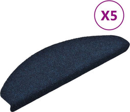 vidaXL - Trapmatten - zelfklevend - 5 - st - 65x21x4 - cm - naaldvilt - marineblauw