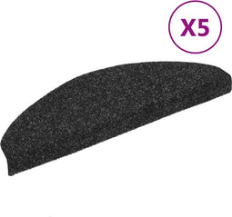 vidaXL - Trapmatten - zelfklevend - 5 - st - 65x21x4 - cm - naaldvilt - zwart