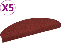 vidaXL - Trapmatten - zelfklevend - 5 - st - 65x21x4 - cm - naaldvilt - rood