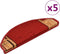 vidaXL - Trapmatten - zelfklevend - 5 - st - 65x21x4 - cm - rood