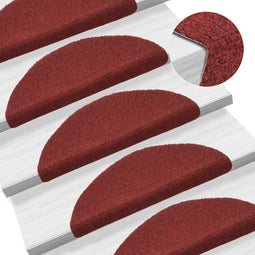 vidaXL - Trapmatten - zelfklevend - 56x17x3 - cm - naaldvilt - rood - 15 - st