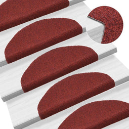 vidaXL - Trapmatten - zelfklevend - 65x21x4 - cm - naaldvilt - rood - 15 - st