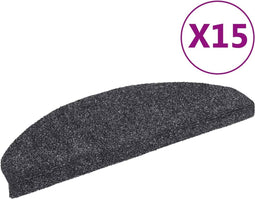 vidaXL - Trapmatten - zelfklevend - 65x21x4 - cm - naaldvilt - donkergrijs - 15 - st