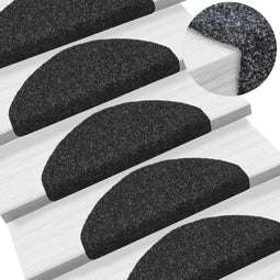 vidaXL - Trapmatten - zelfklevend - 65x21x4 - cm - naaldvilt - zwart - 15 - st