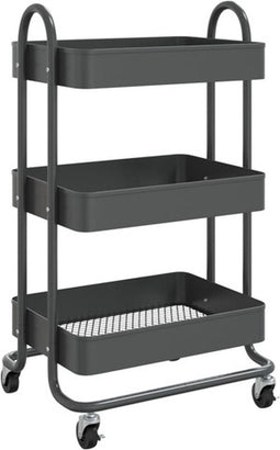 vidaXL Trolley 3-laags 43x34x79 cm staal antracietkleurig