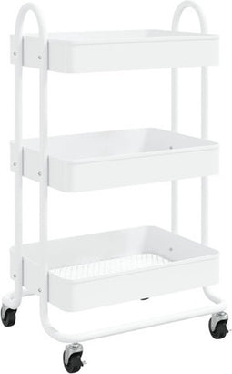 vidaXL Trolley 3-laags 43x34x79 cm staal wit