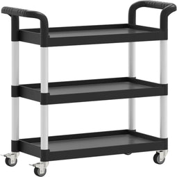 vidaXL - Trolley - 3-laags - 77x34x72 - cm - aluminium - zwart