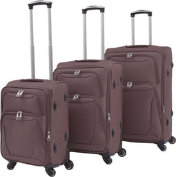 vidaXL - Trolleyset - koffiebruin - 3-delig