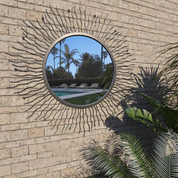 vidaXL - Tuin - wandspiegel - sunburst - 80 - cm - zwart