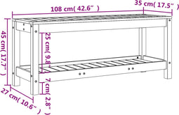 vidaXL - Tuinbank - 108x35x45 - cm - massief - grenenhout - zwart