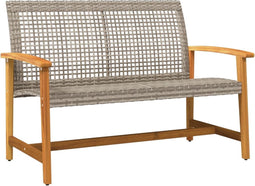 vidaXL - Tuinbank - 112 - cm - poly - rattan - en - acaciahout - grijs