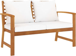 vidaXL - Tuinbank - 120 - cm - en - crèmekleurig - kussen - acaciahout
