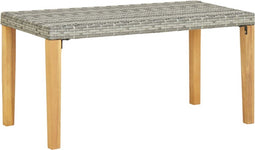 vidaXL - Tuinbank - 120 - cm - poly - rattan - en - massief - acaciahout - grijs