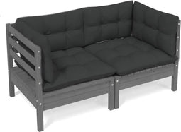 vidaXL - Tuinbank - 2-zits - met - antraciet - kussens - massief - grenenhout